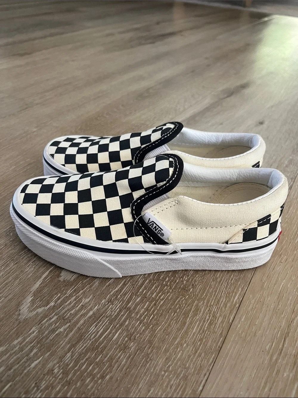 Brand new! Vans Kids Slip-On Checkerboard Canvas Shoes - Black & Cream